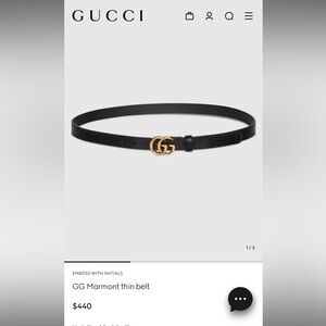 Gucci Black GG Marmont Belt with Gold Buckle